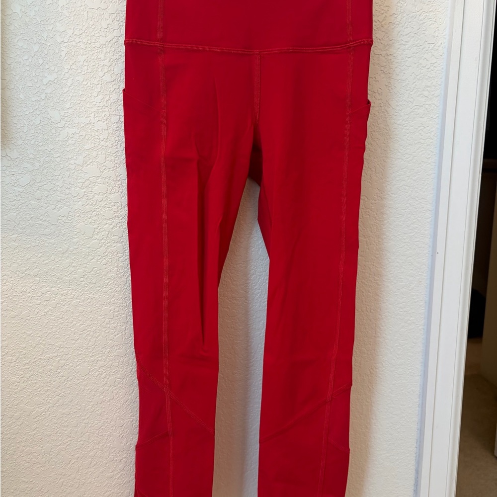 lululemon athletica Red High-Rise Leggings with Side Pockets- Size 2